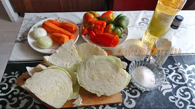 Рецепт приготовления капустного салата с морковью, перцем и луком