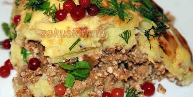 Запеканка из картофельного пюре с фаршем - рецепт приготовления